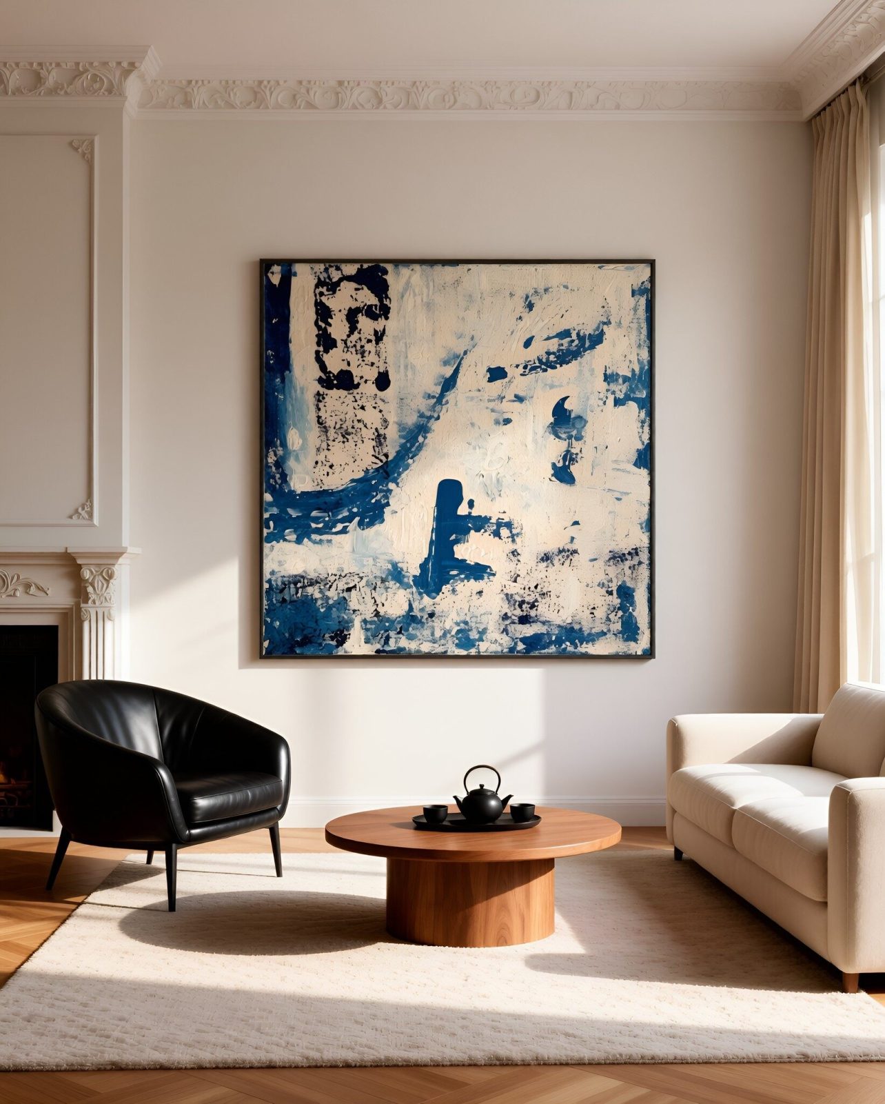 Azure Horizon of Eternity - acrylic painting with gold leaf by Katarina Maria Smederevac