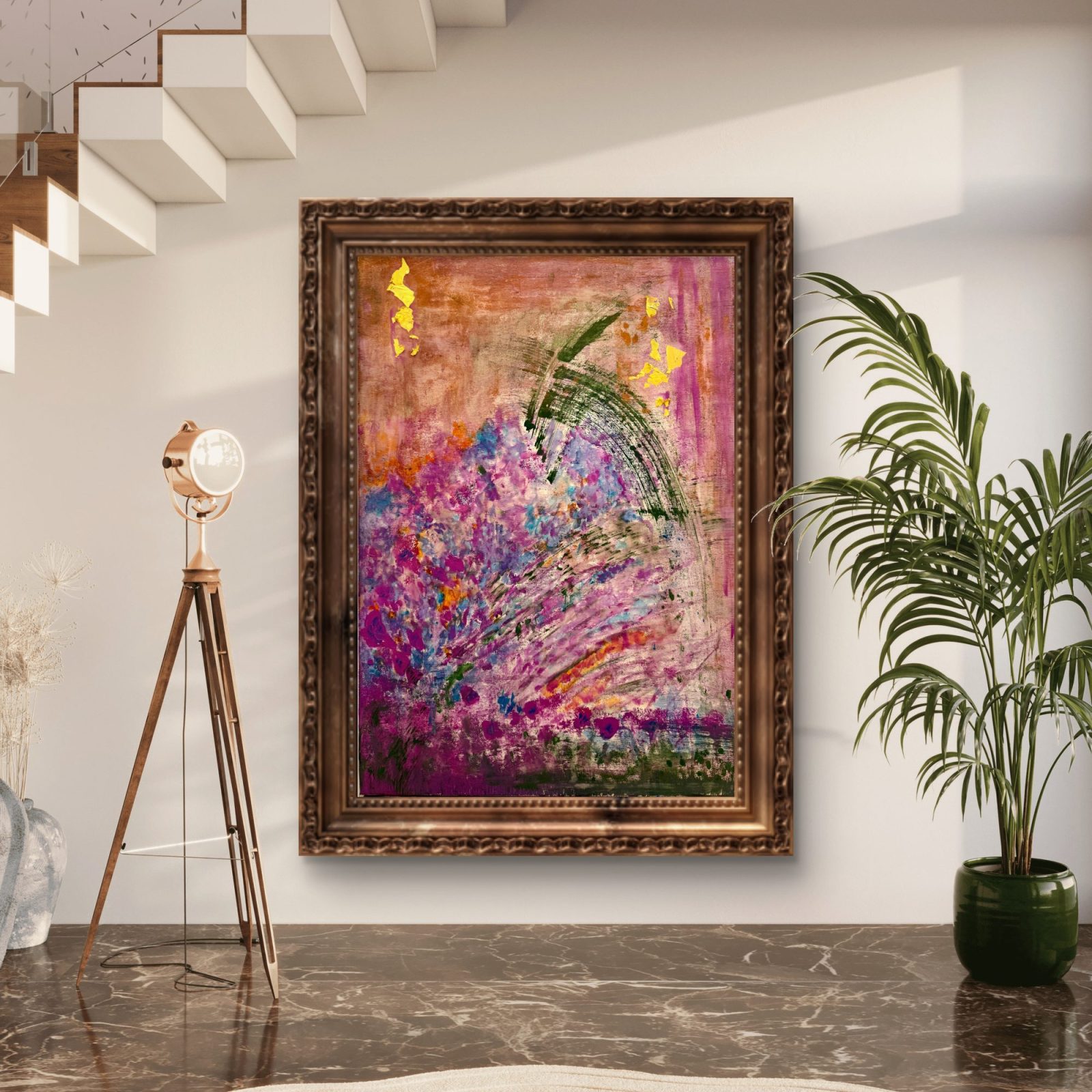 Botanica - acrylic painting with gold leaf by Katarina Maria Smederevac