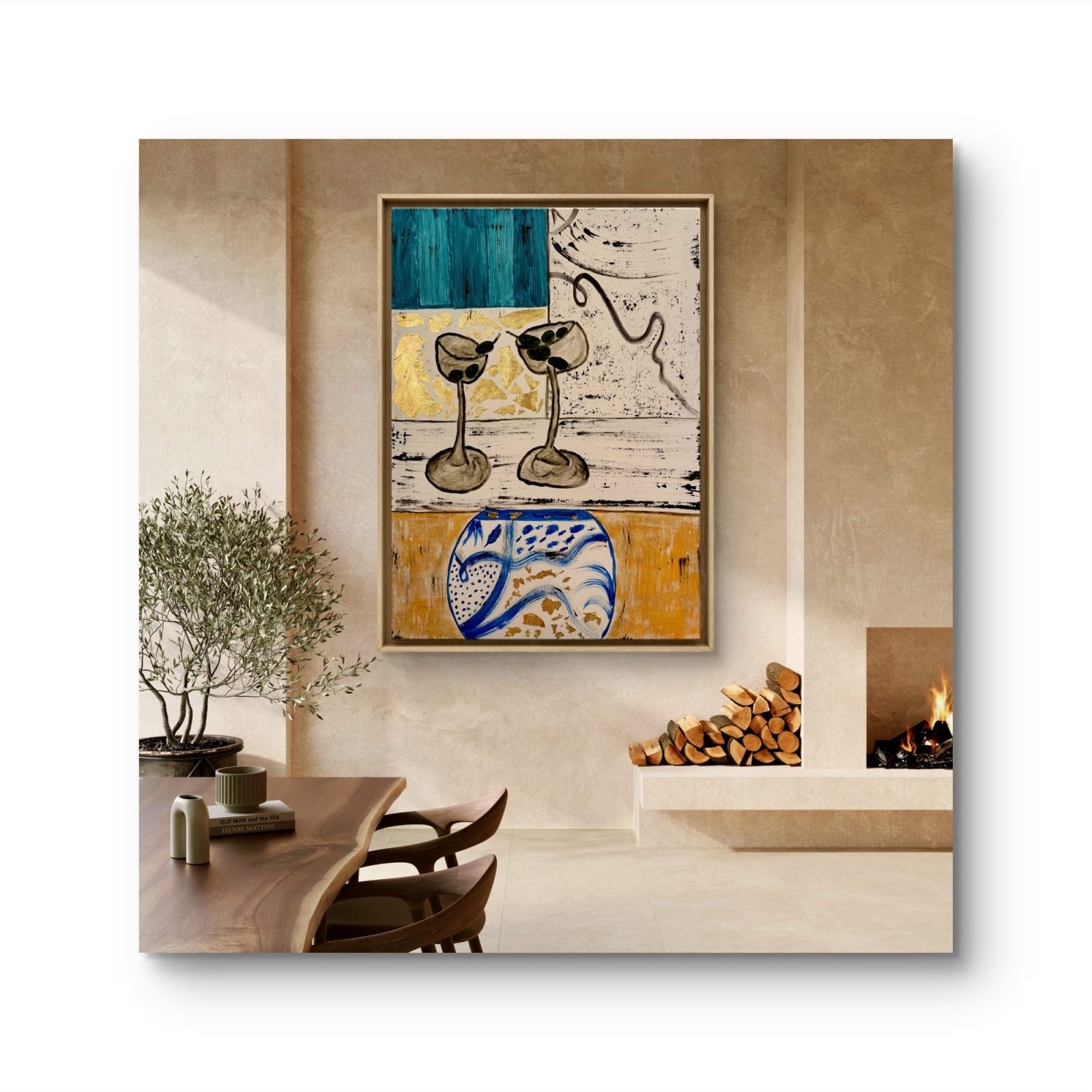 Dolce Far Niente - acrylic painting with gold leaf by Katarina Maria Smederevac