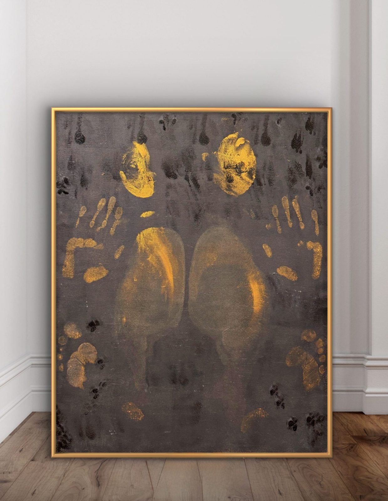 Feminine Pulse - acrylic painting with gold leaf by Katarina Maria Smederevac