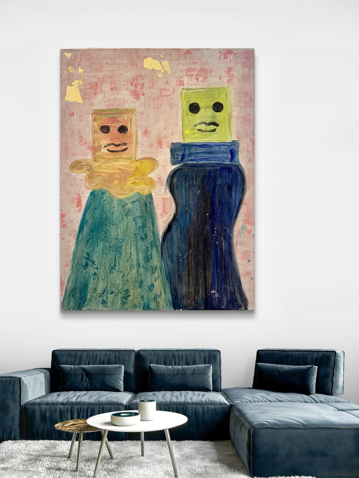 Lego Soul - acrylic painting with gold leaf by Katarina Maria Smederevac