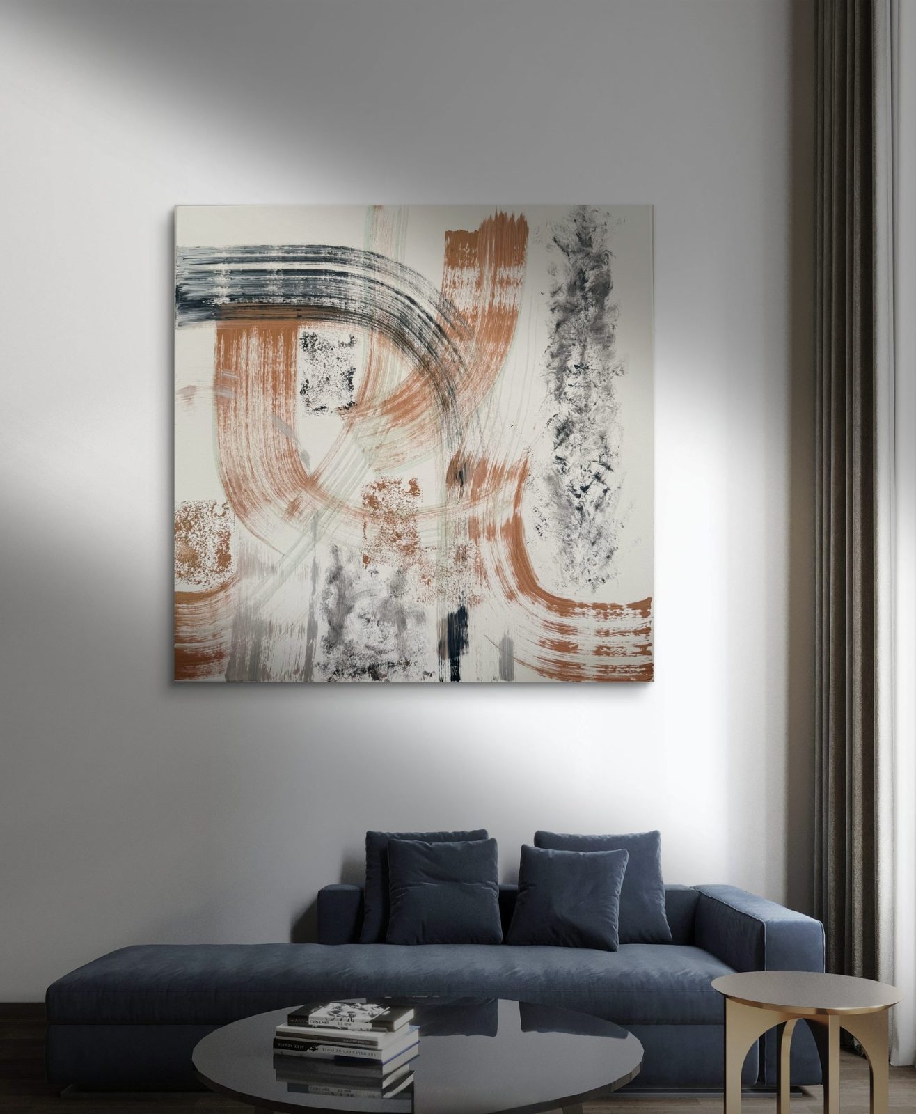 Nocturne - acrylic painting with gold leaf by Katarina Maria Smederevac