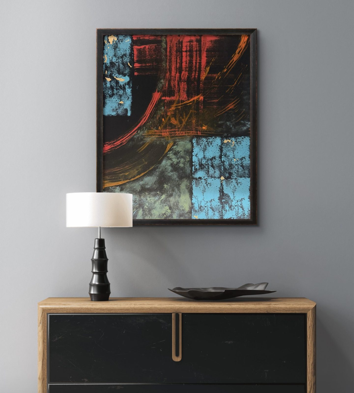 Wild Unfolding - acrylic painting with gold leaf by Katarina Maria Smederevac